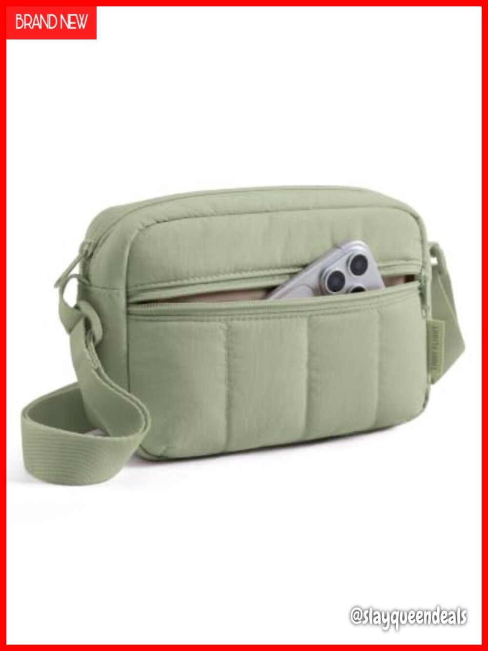 Mini Crossbody Bag for Women, Puffy Water-Resistant, Multi-Pocket Travel Purse